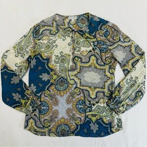 Dea Kudibal Top Women's Silk Floral Long Sleeve Blouse Size S